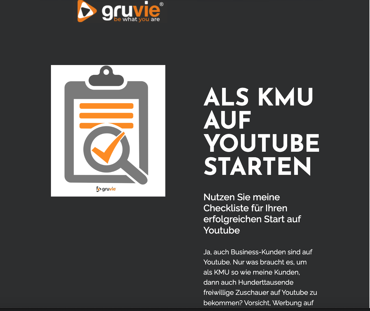 Youtube Kanal für KMU - kostenlose Checkliste